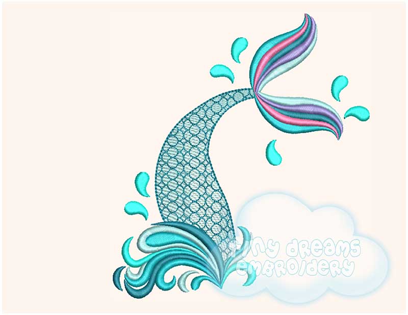 Mermaid tail embroidery design Tiny Dreams Embroidery