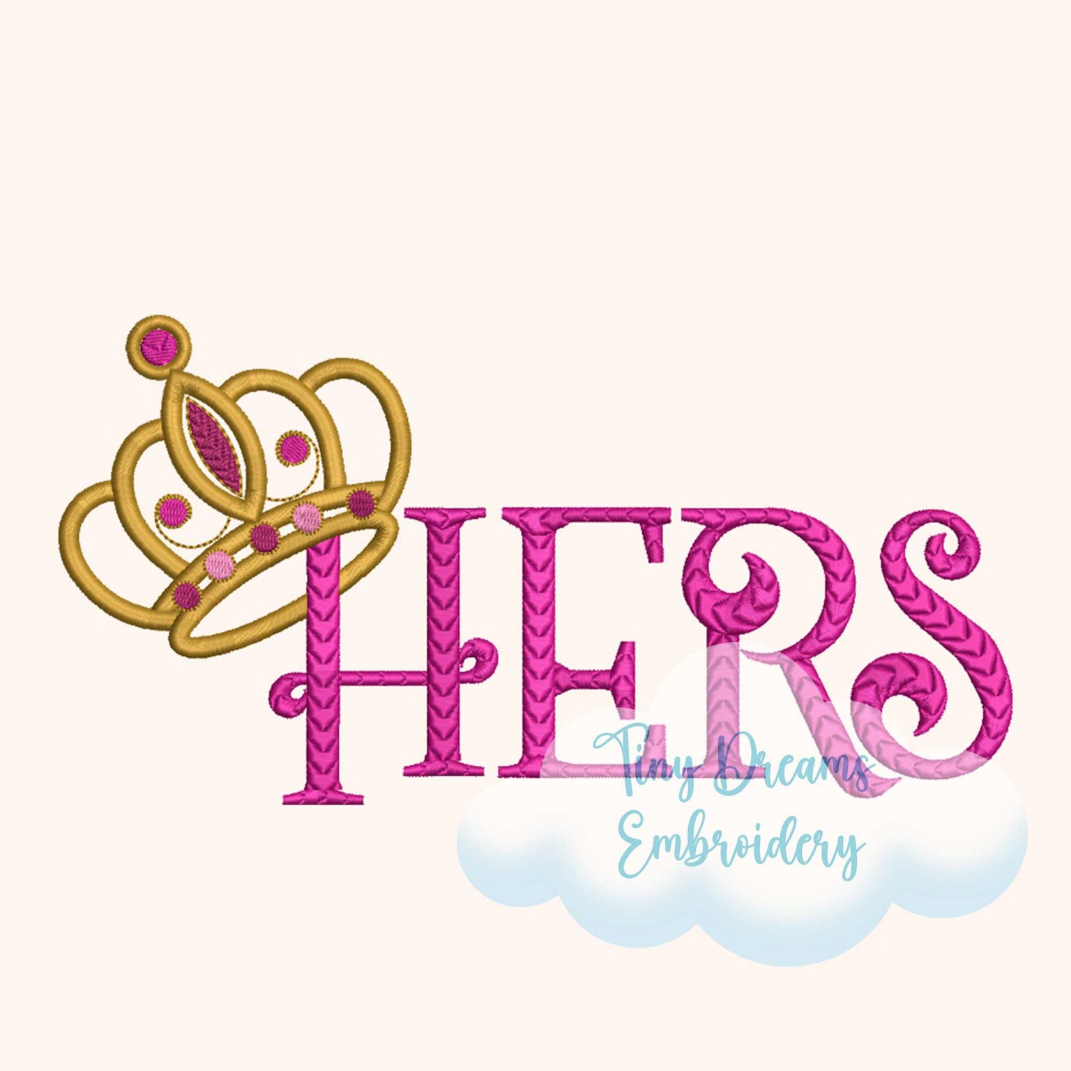 Hers Digital Machine Embroidery Design Queen Crown Embroidery Design
