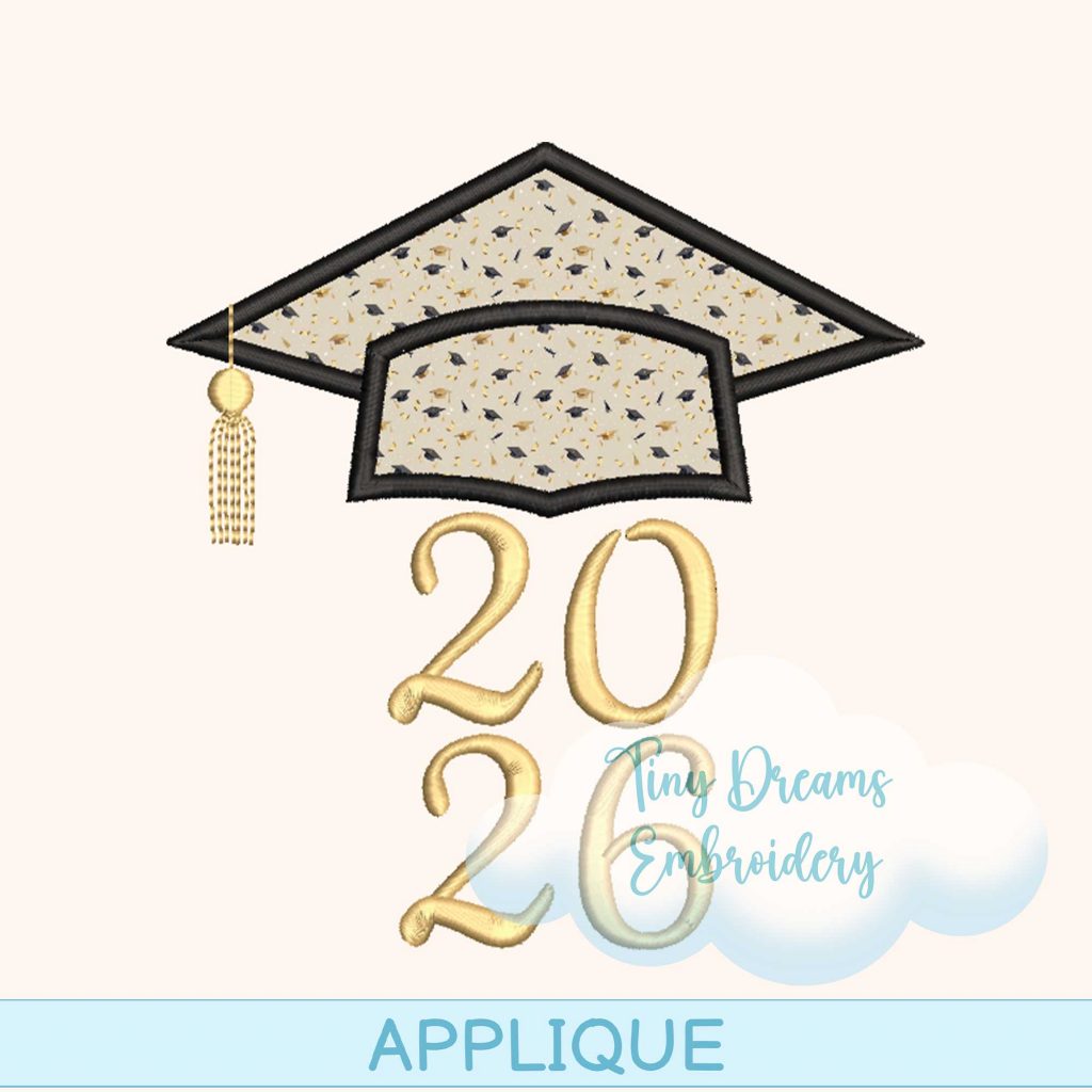 Graduation Cap 2026 Applique Digital Machine Embroidery Design Class ...